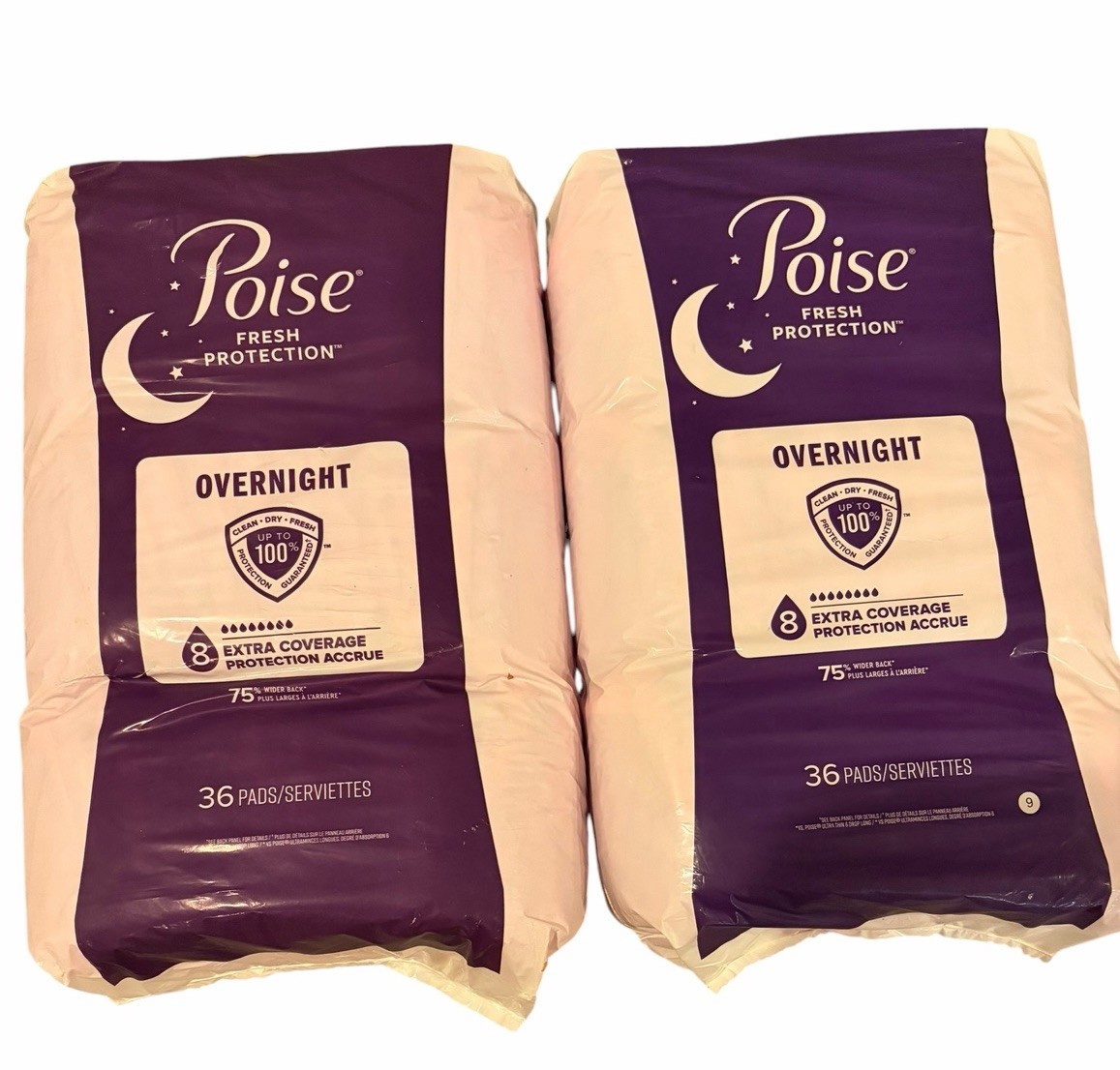 Poise Overnight Incontinence Pads Extra Coverage 8 – 72 Count (2 Packages of 36)
