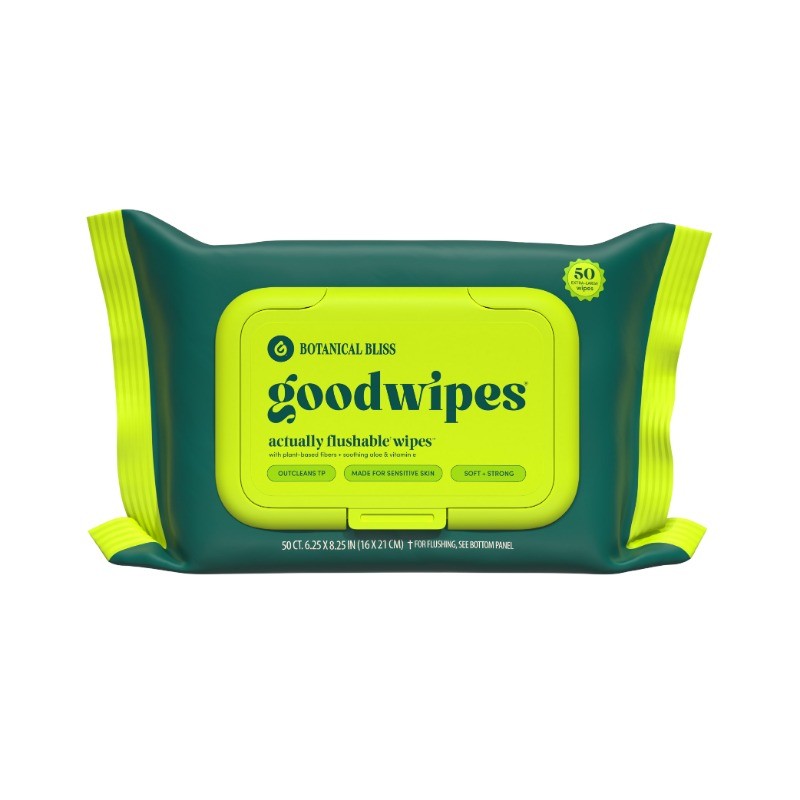 (4 pack) goodwipes Flushable Butt Wipes, Botanical Bliss Scented, 3 Pack, 150