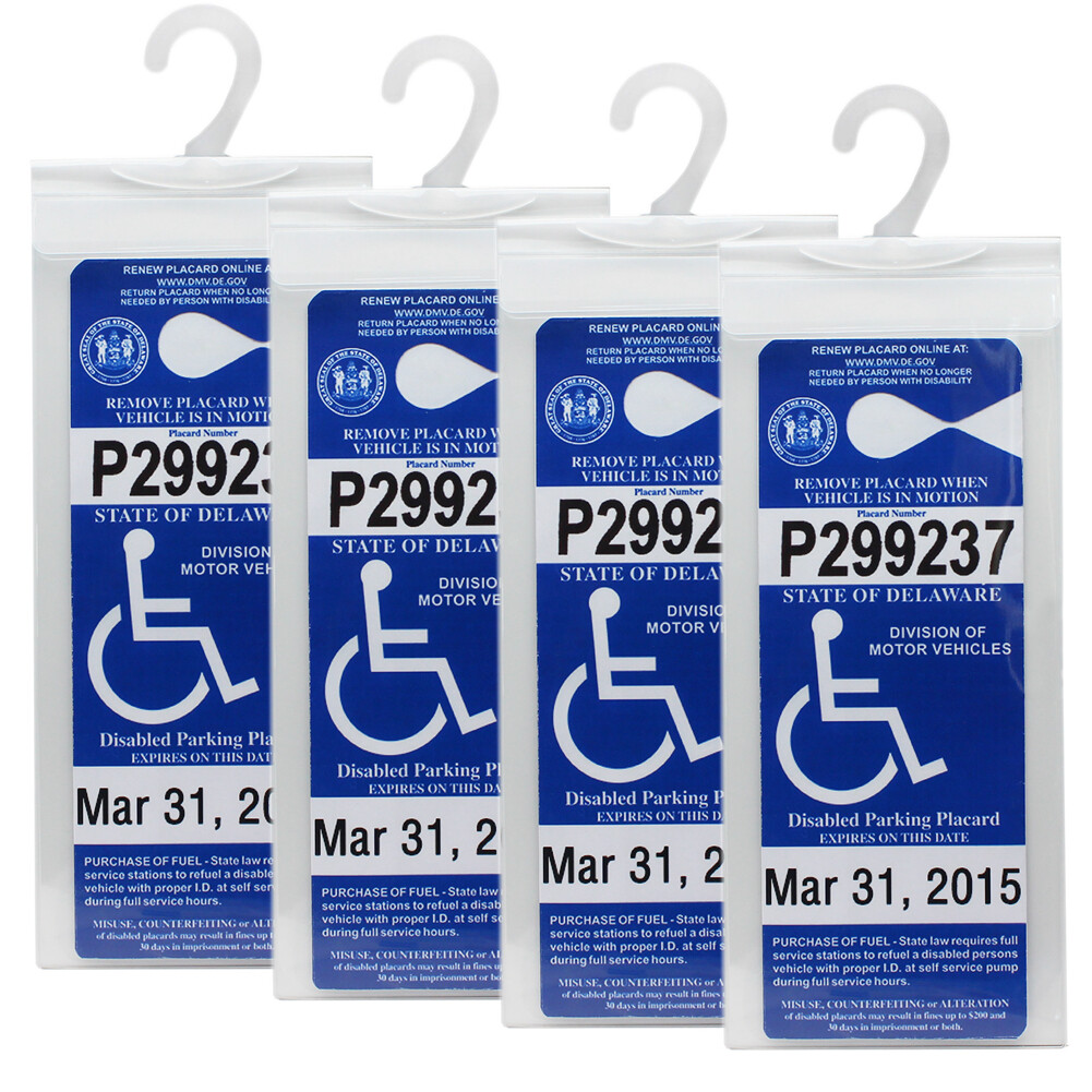 4X Handicap Placard Holder Disabled Parking Permit Protector Mirror Tag Sleeve