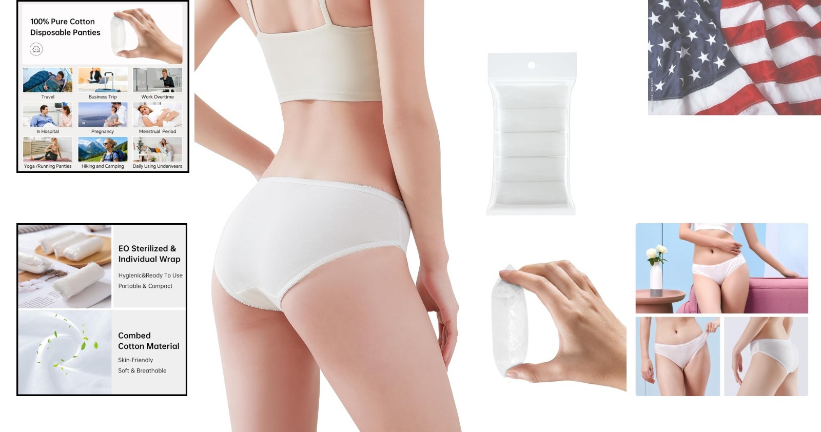20/10/5 Pack Women’s Disposable 100% Cotton Underwear Ladies Briefs Panties f…
