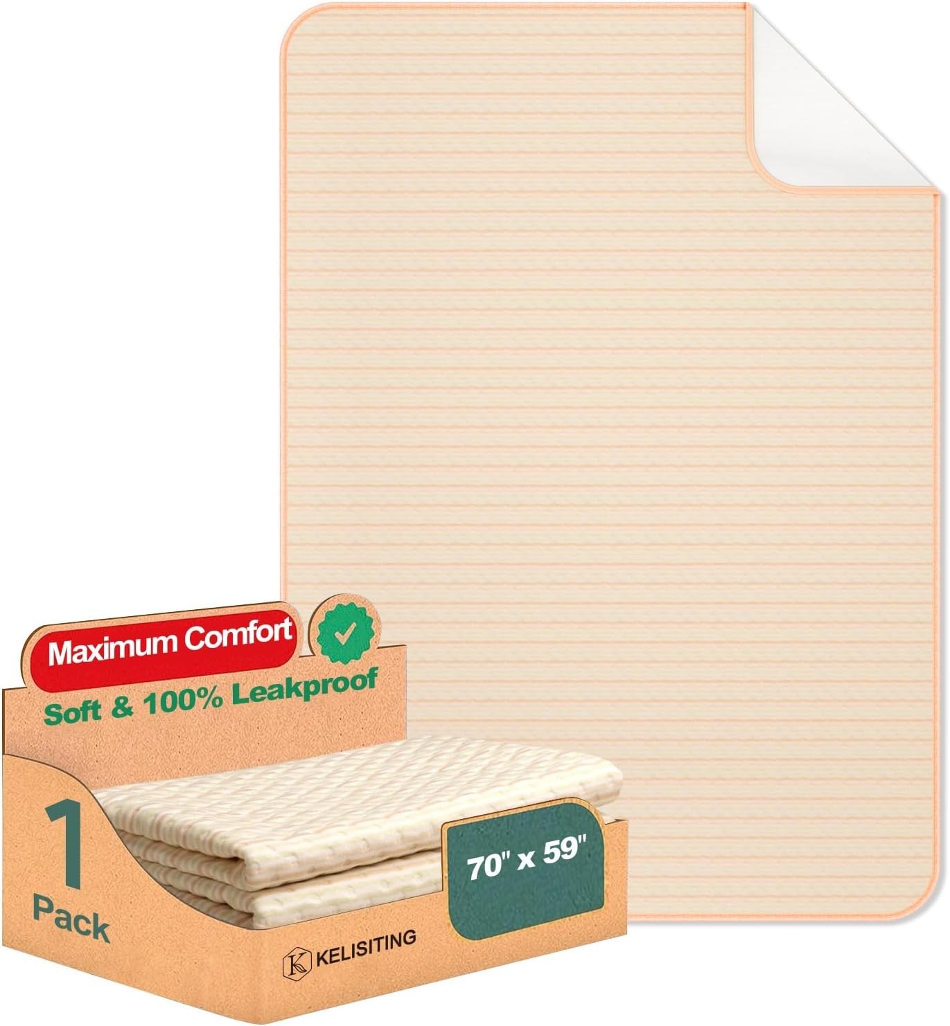 King Size Bed Pads for Incontinence Washable Waterproof, 71″ x 59″ (Pack of 1…