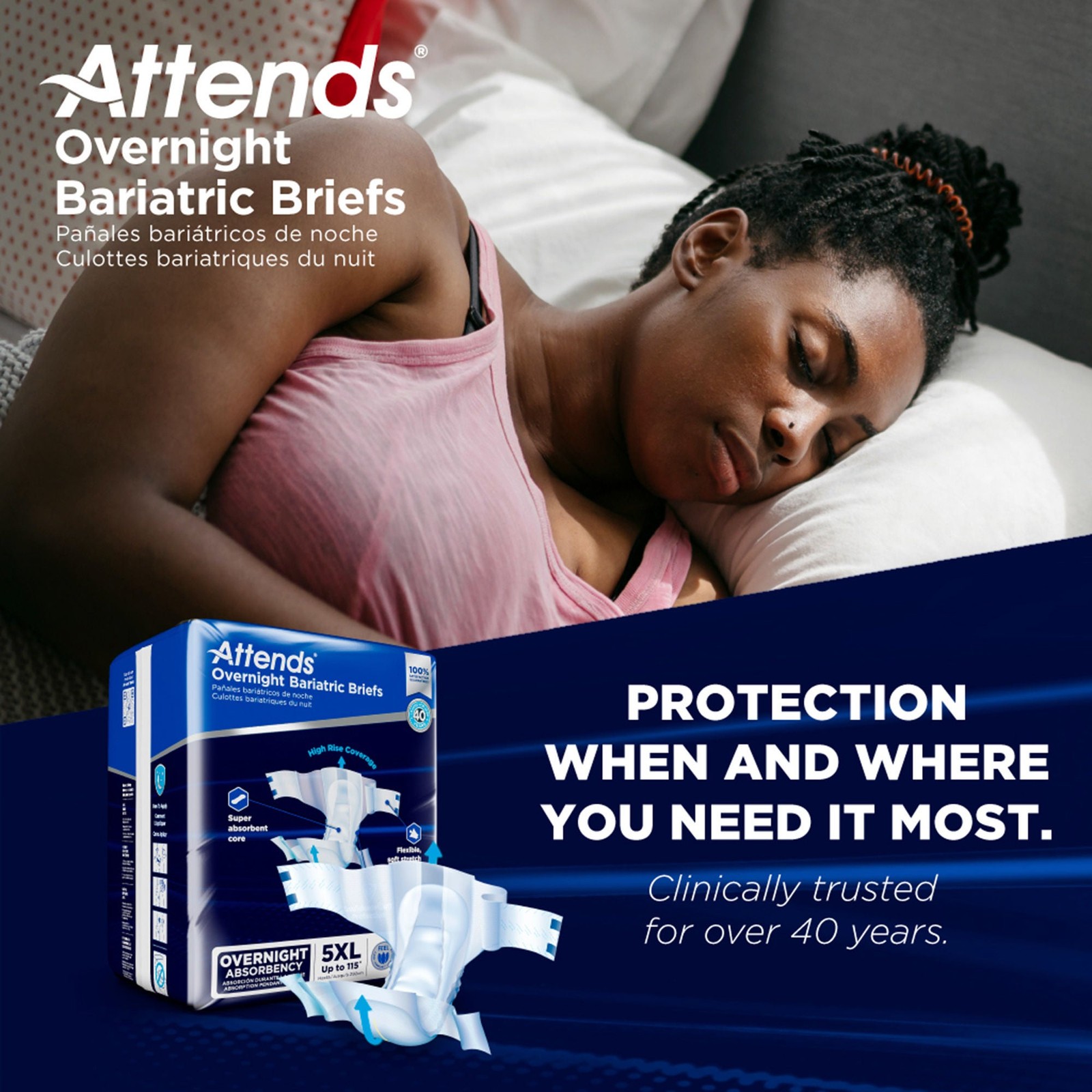 Attends Overnight Bariatric Incontinence Brief 5X-Large Overnight DD70 8 Ct