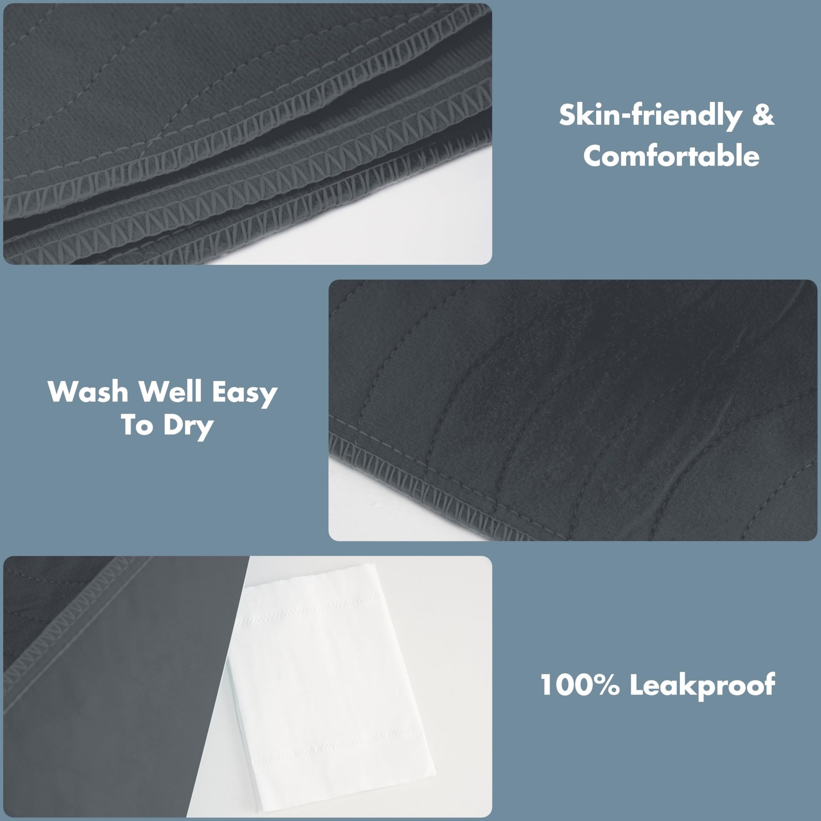 Washable Underpads 36×38 4 Pack Grey Heavy Absorbency Reusable Bedwetting