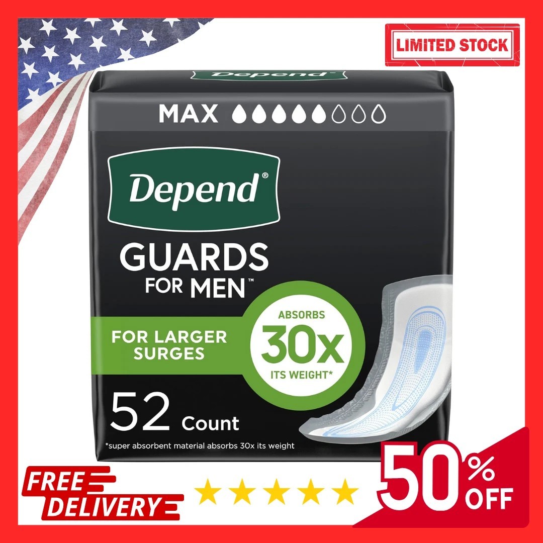 Guards Incontinence Pads for Men, Maximum Absorbency, 52 Count, Packaging May…