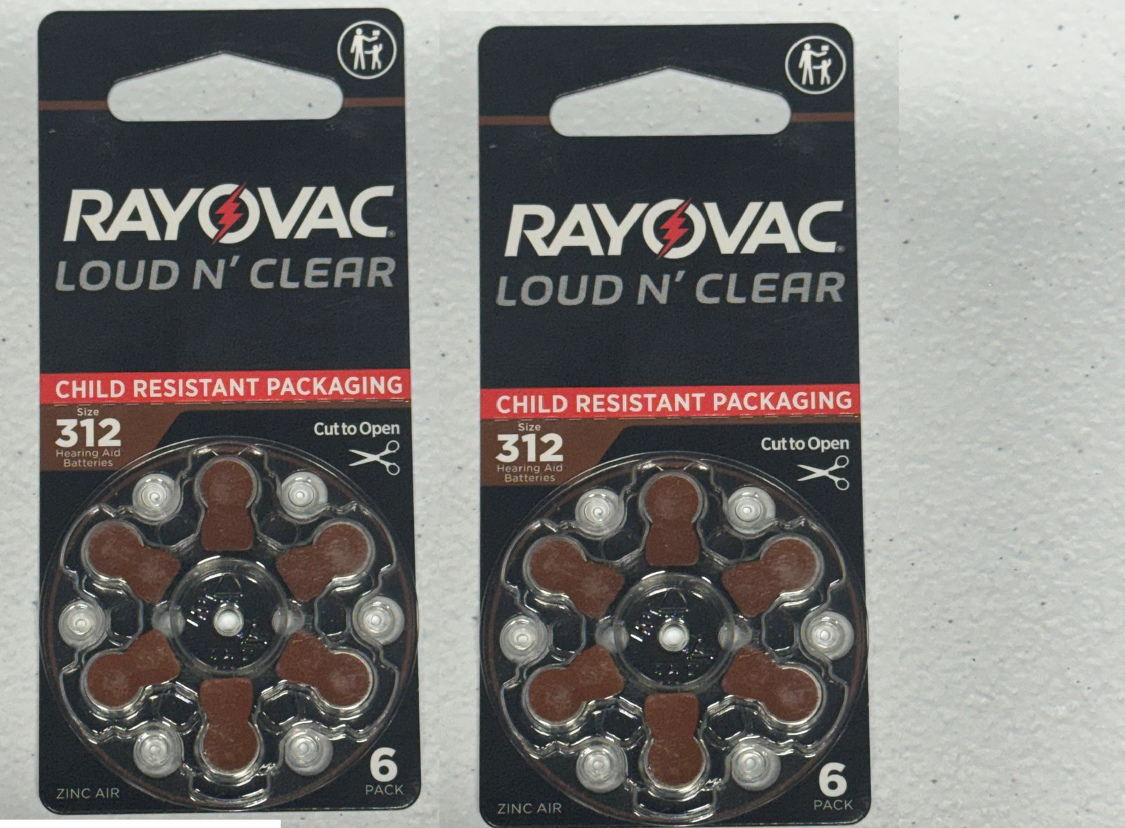 RAYOVAC LOUD N’ CLEAR 312 Hearing Aid Batteries- 2 Pack New