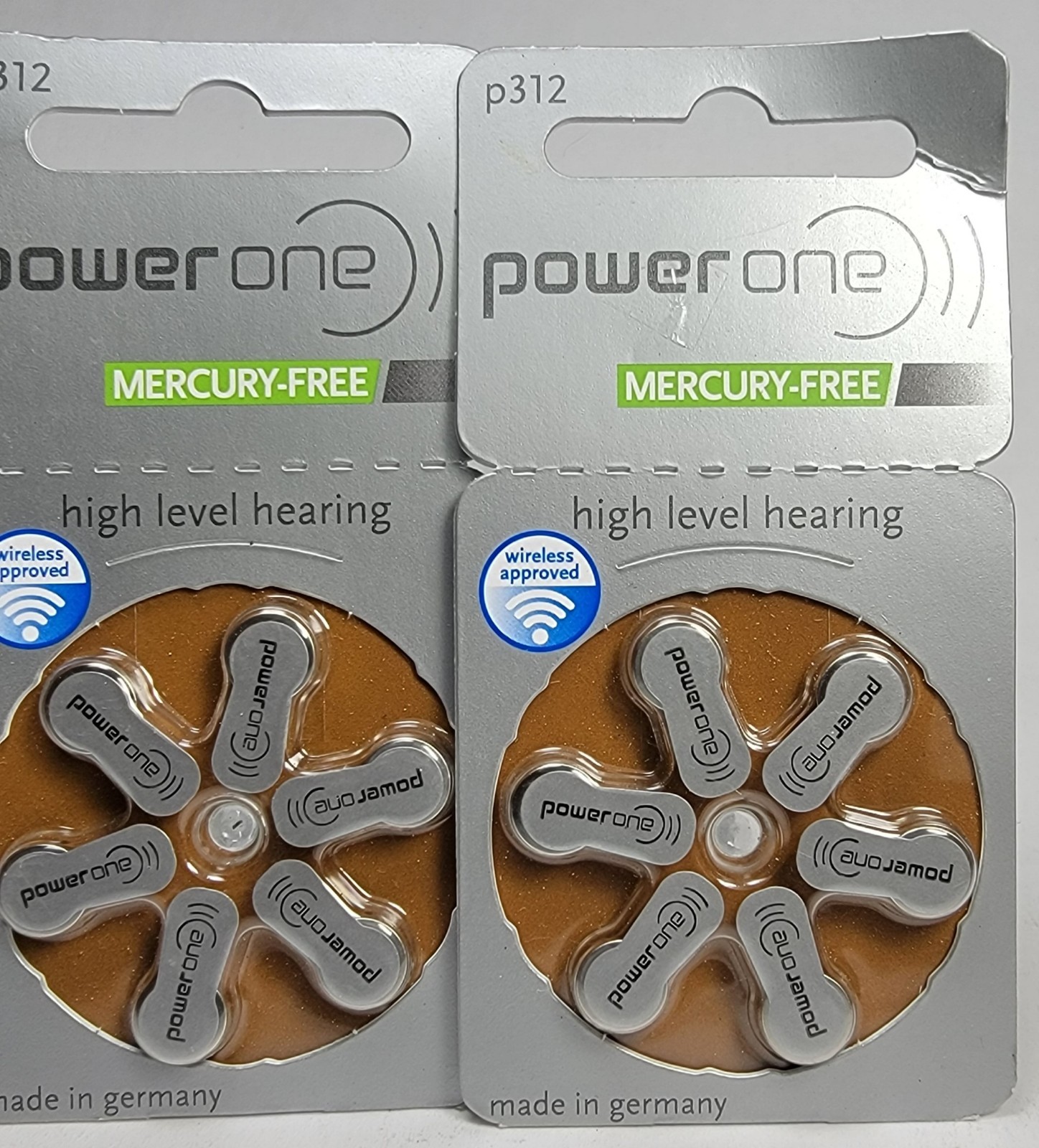 Power One Hearing Aid Batteries Size 312 Zinc Air Mercury Free 4 Pkgs. 24 Batt.