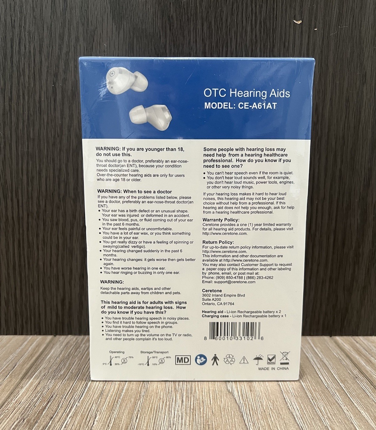 New Ceretone Fusion OTC Hearing Aids (CE-A61AT) w/ Charge Case + Cable, Eartips