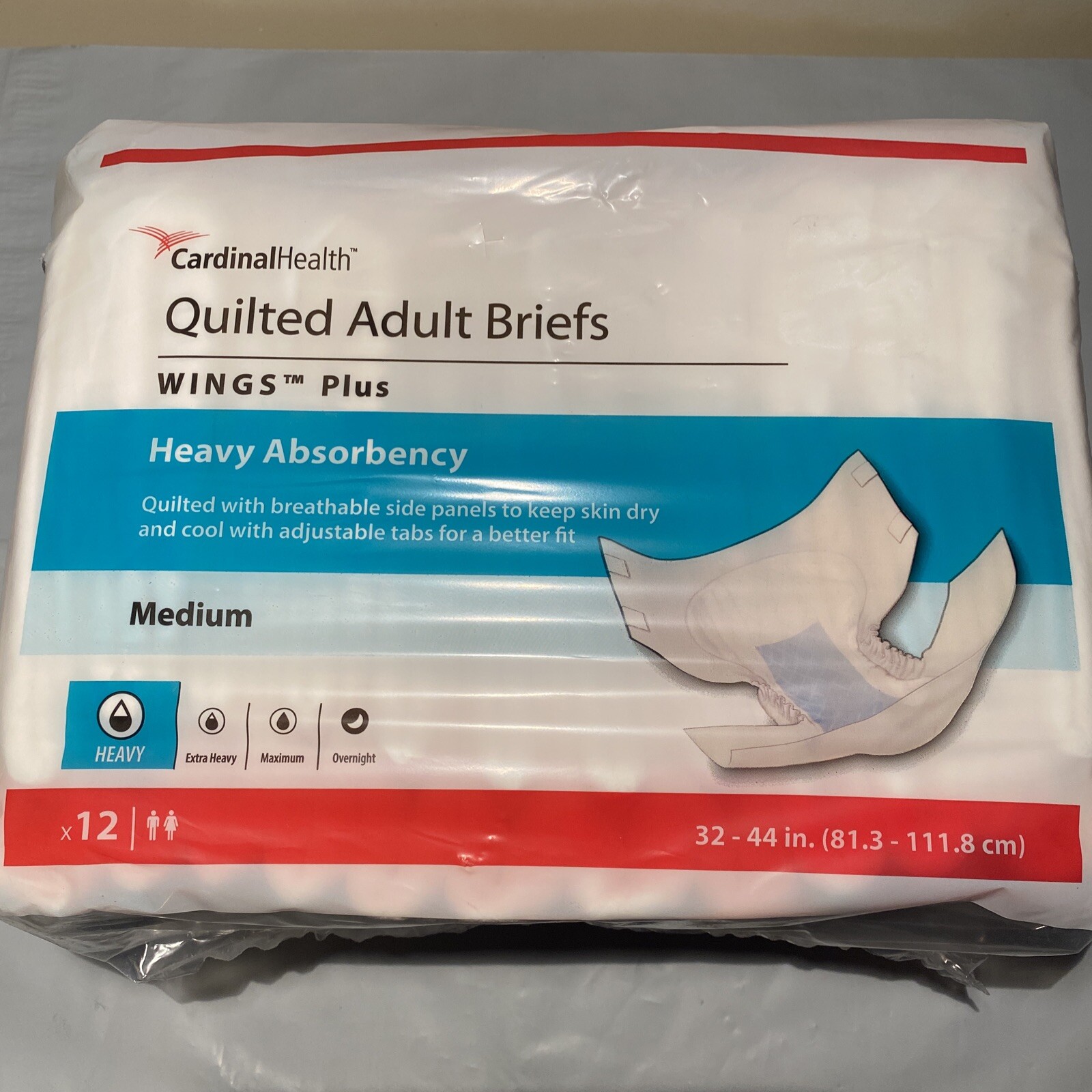 Cardinal Health Medium Quilted Adult Diapers Disposable Incontinence Briefs 12ct