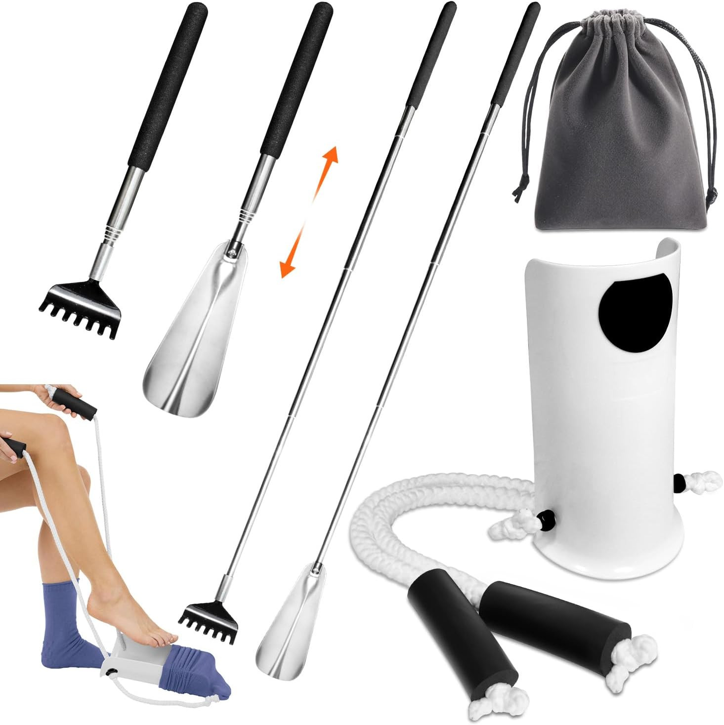 Sock Aid Device for Seniors and Shoe Horn Kit – Sock Helper Easy on and Off, Soc