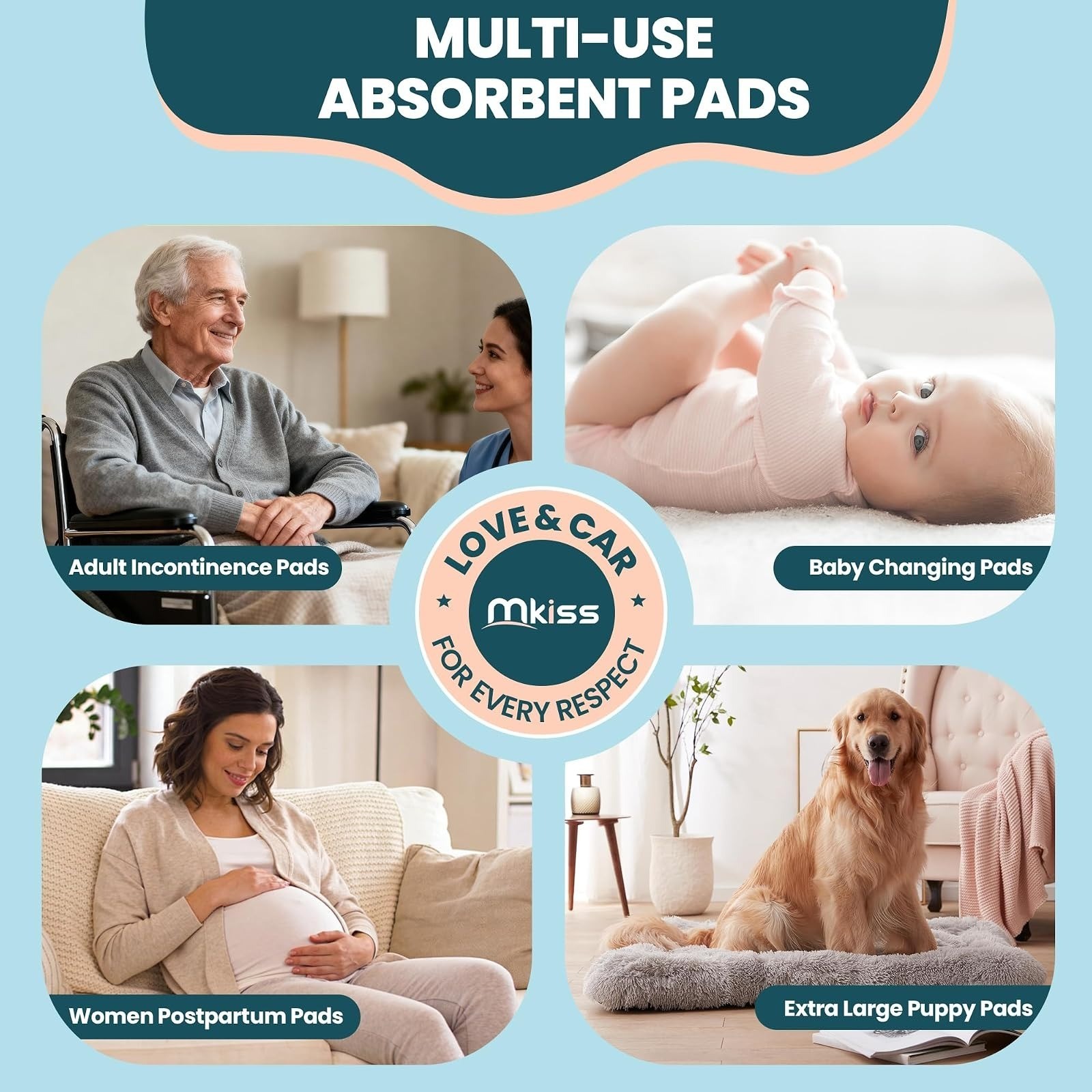 Extra Large Bed Pads with Adhesive Strips 40″ x 36″ 25 Count Super Absorbent Thi