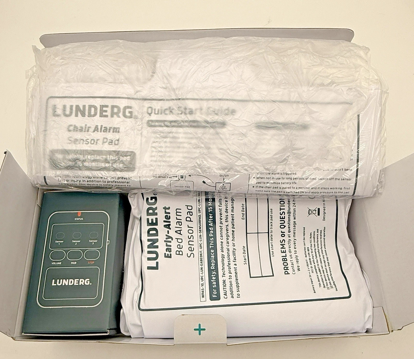 Lunderg Bed and Chair Alarm Pad System Wireless Early Alert Sensor Pad NEW!