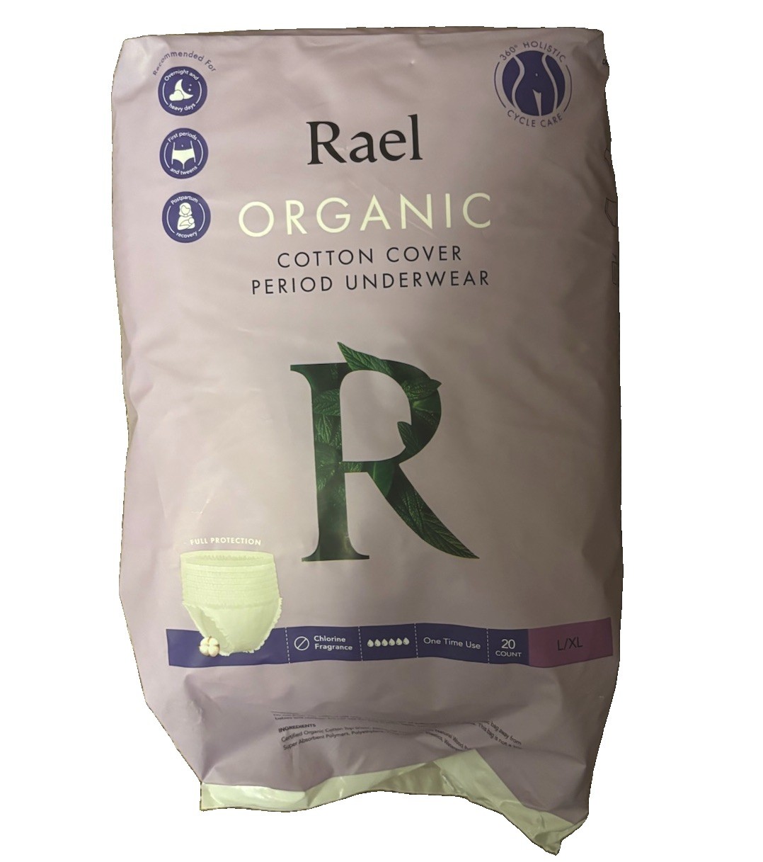 Rael Disposable – Size L-XL 16 CT – Underwear for Women, Organic Cotton OPEN BAG