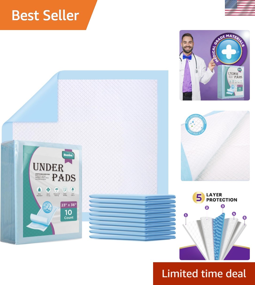 Comfortable and Leak-Proof Bed Pads 23″ x 36″ – 10 Count for Peace of Mind