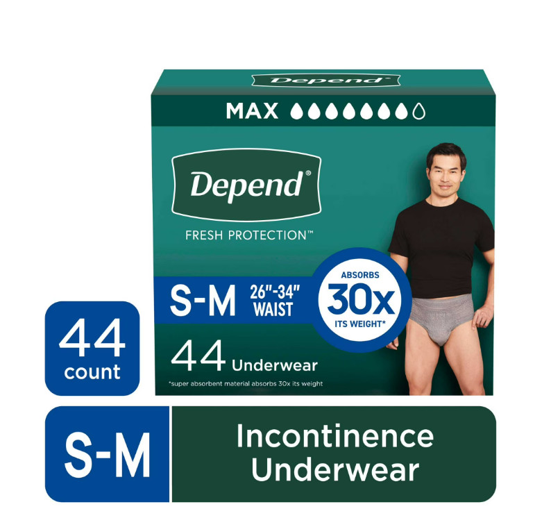 Fresh Protection Men’s Incontinence Underwear – S/M – 44 Count – Discreet