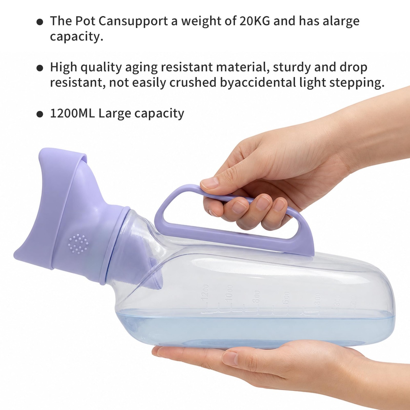 Portable Female Urinal for Women, 40 oz, Soft Silicone, Anti-Leak, Splash Proof,