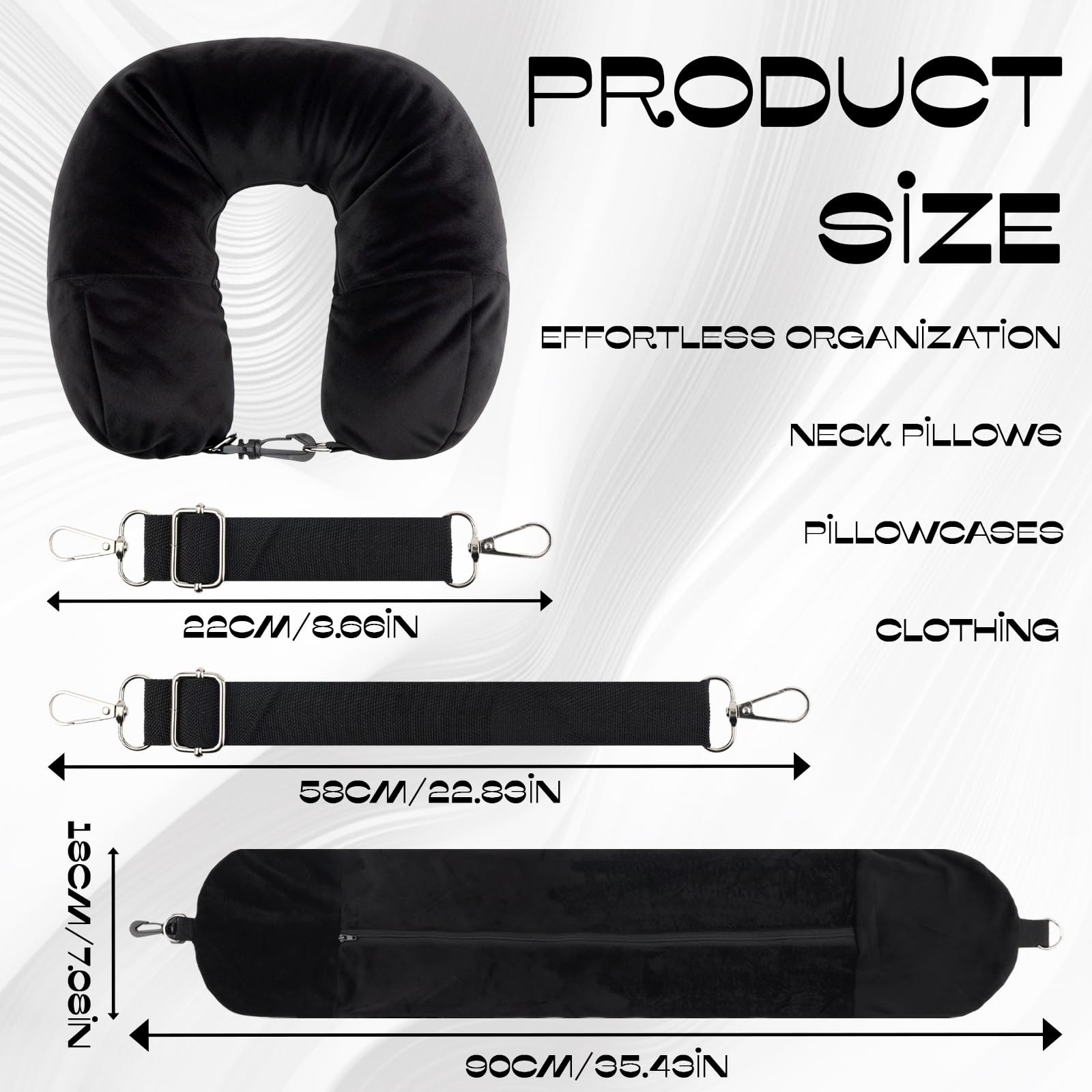 Fampery 1-Pack Stuffable Travel Pillow for Extra Luggage – Neck Black