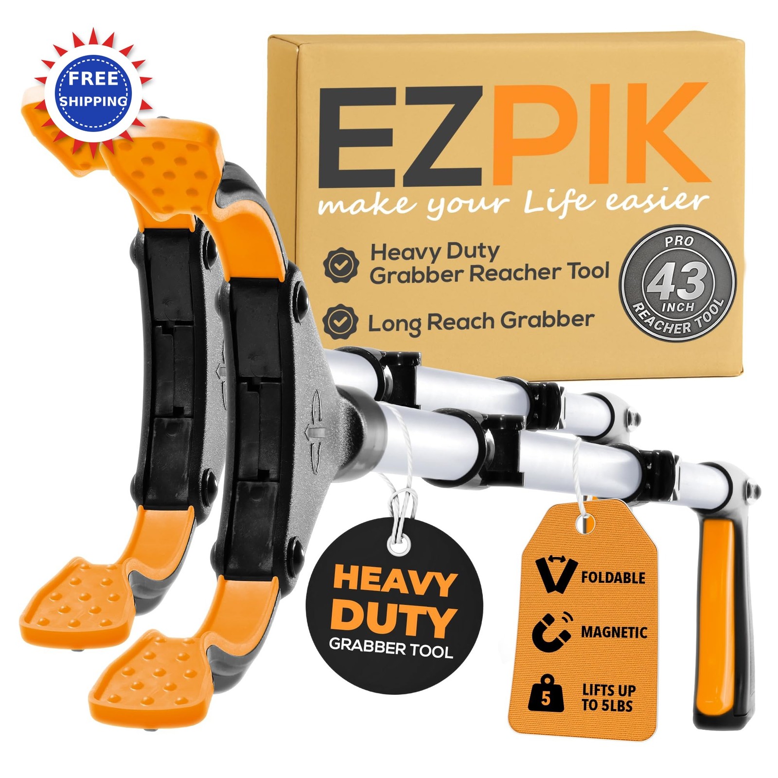 Foldable Grabber Reacher Tool 43 Pack Heavy Duty EZPIK Seniors Grabbers Elderly