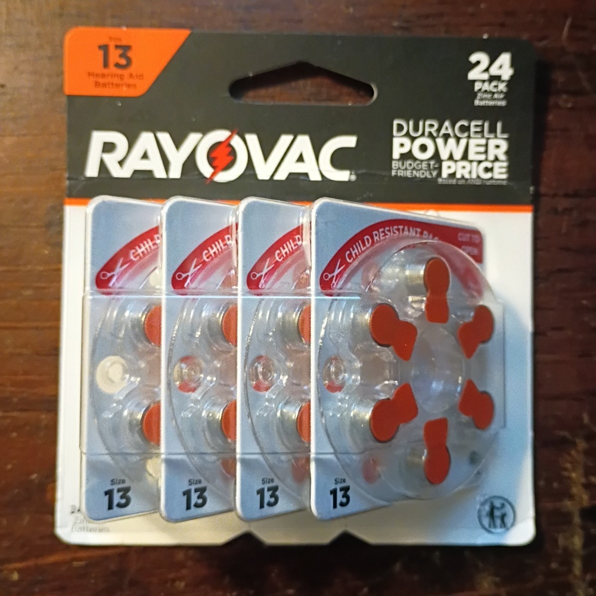 NEW Rayovac Hearing Aid Batteries Size 13 Orange 24 Pack