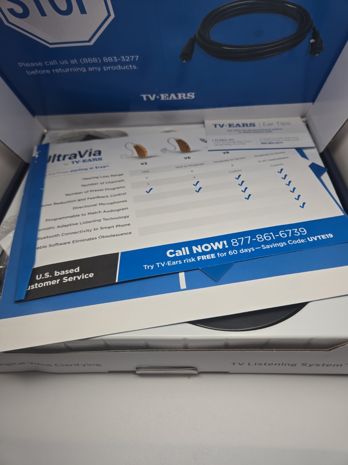 Pre-owned TV Ears 11741 Version 5.0 In-Ear Digital Wireless Hearing System Black