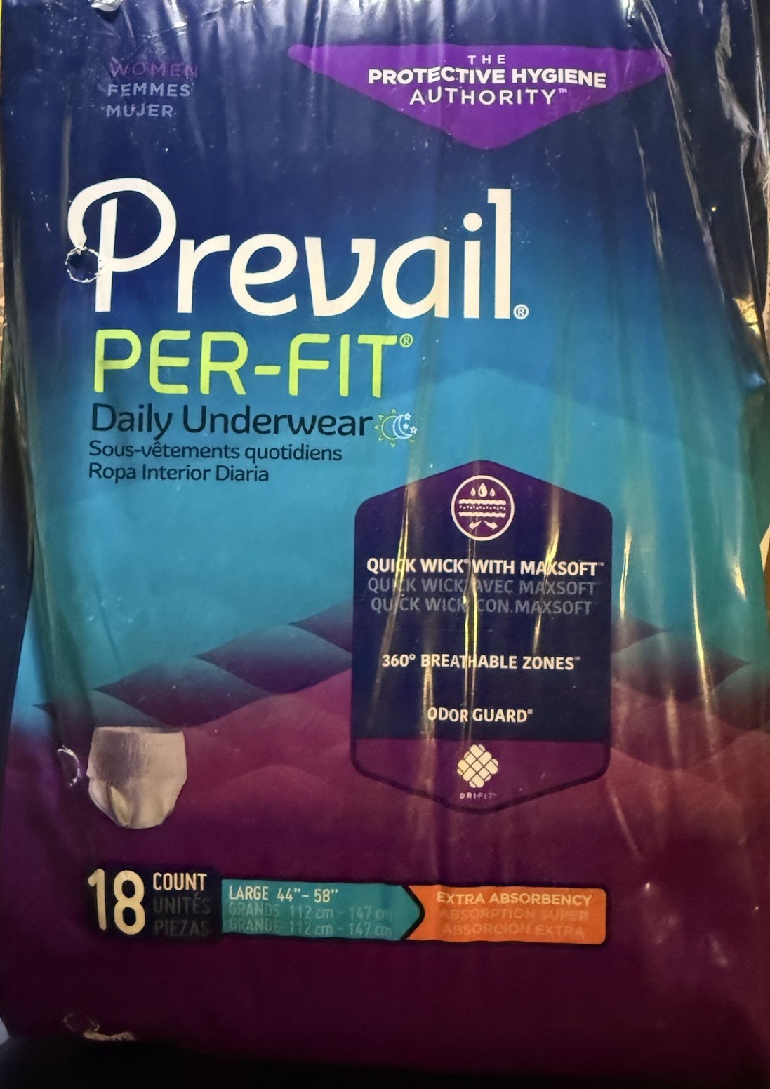 Prevail Disposable Underwear Large Extra 18 Ct 44” To 58”