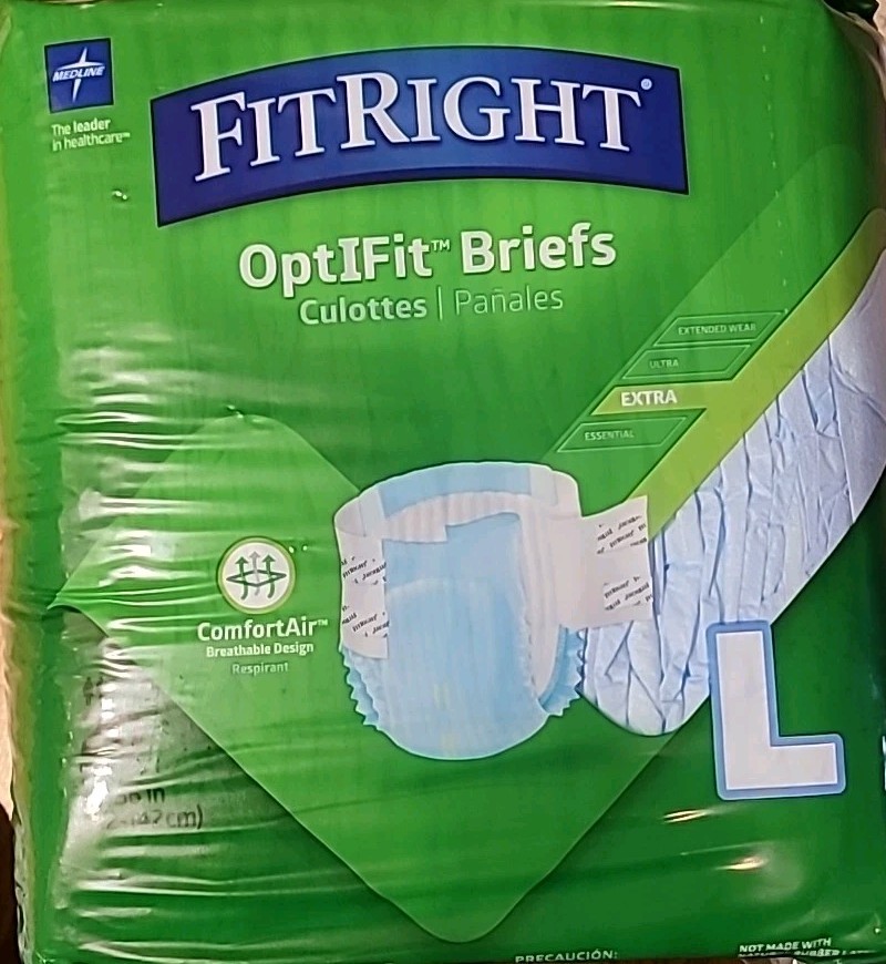 Medline FitRight Ultra Large Disposable Briefs 20 Count Large 44-56 in