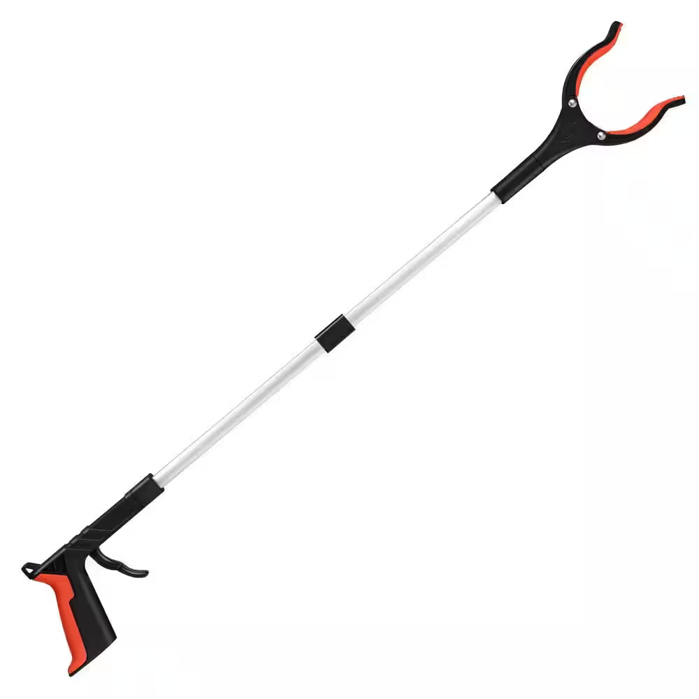 32 In. Foldable Aluminum Reacher Grabber with 360° Rotating Head, Lightweight Tr