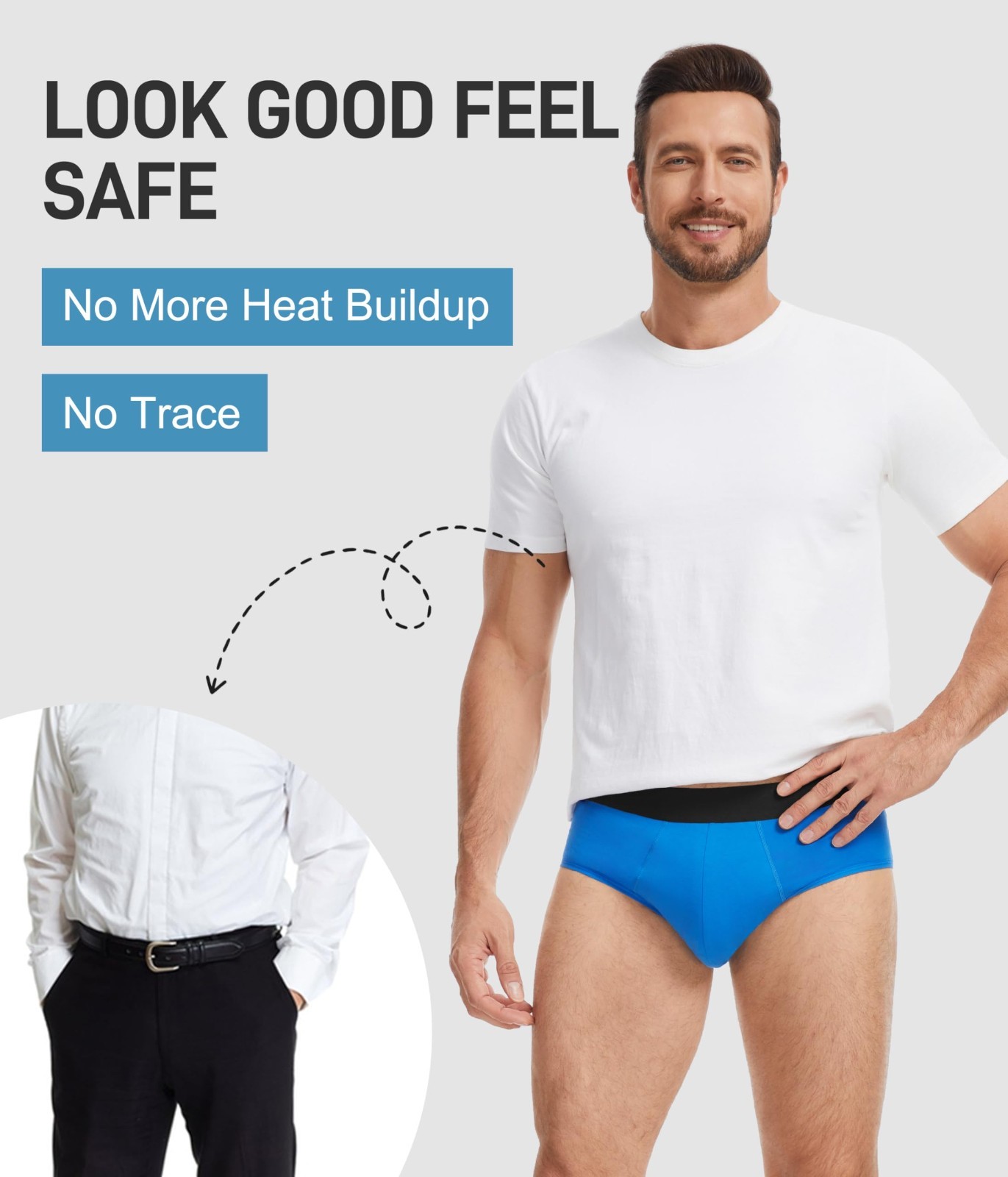 Men’s Incontinence Underwear – Washable Cotton Briefs, 50ml Absorbency, 3 Pack