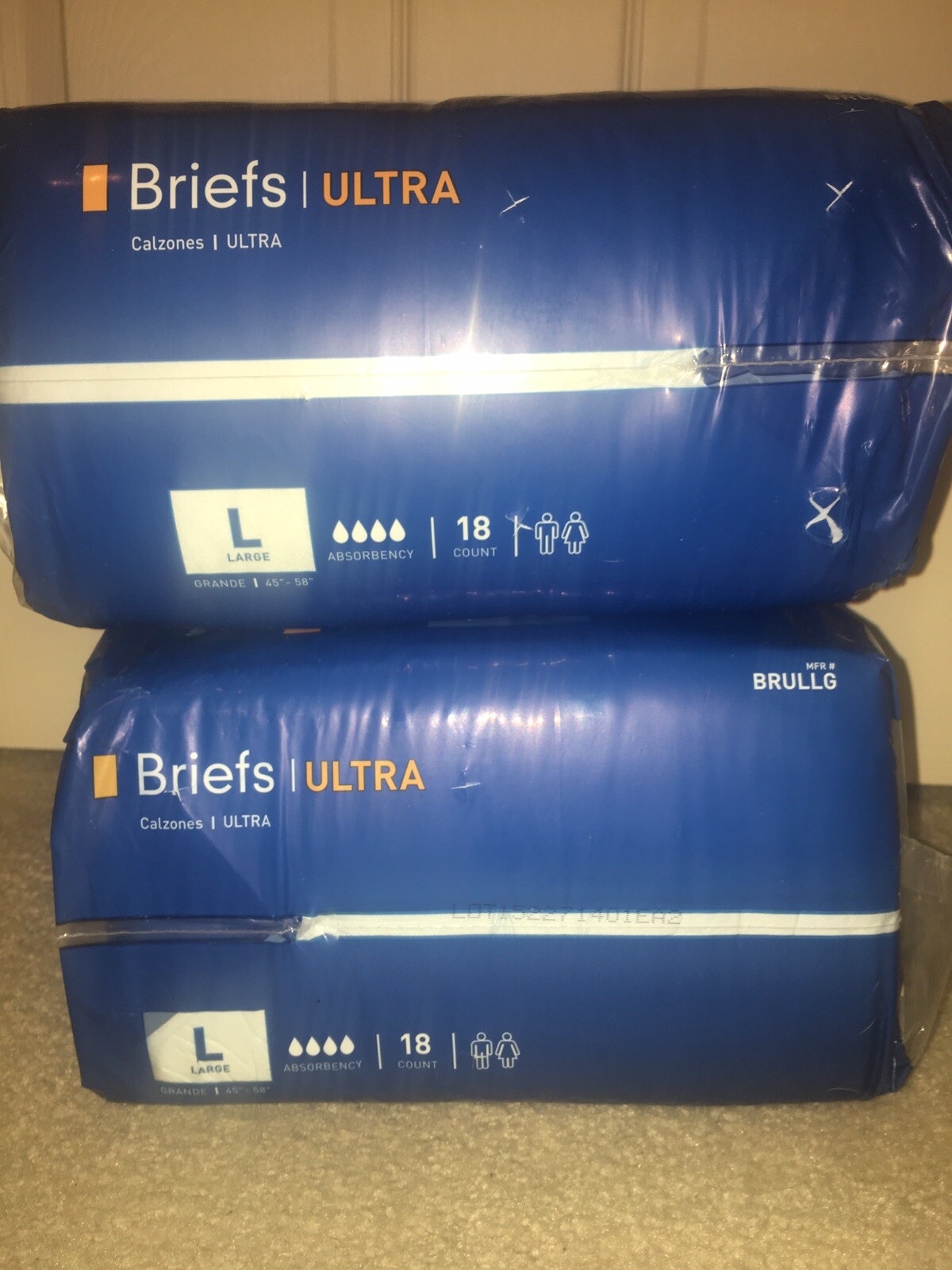 (Lot Of 2) Mckesson Briefs Ultra Large 45-58. Two Packs Of 18