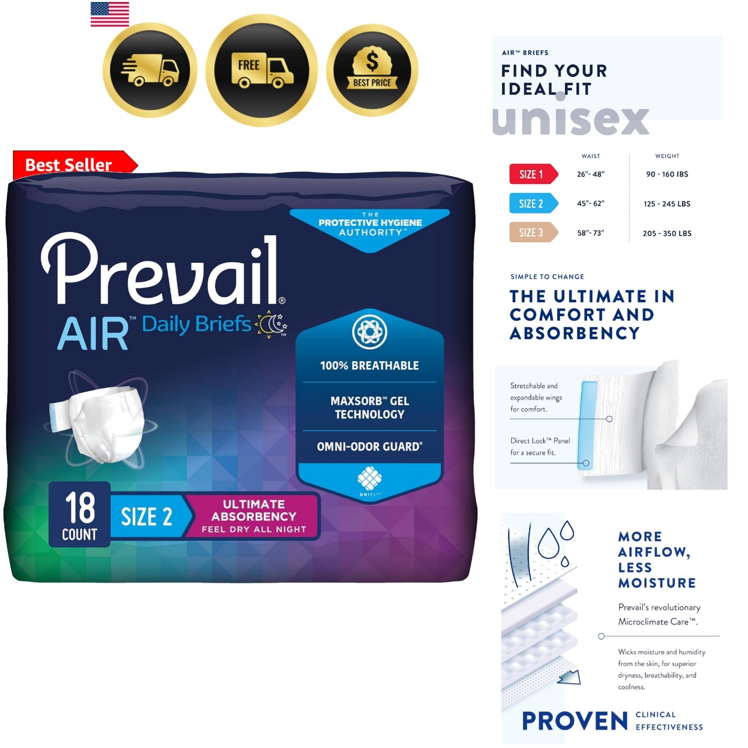 Breezers 360 Incontinence Briefs, Ultimate Absorbency, Size Two, 72 Count