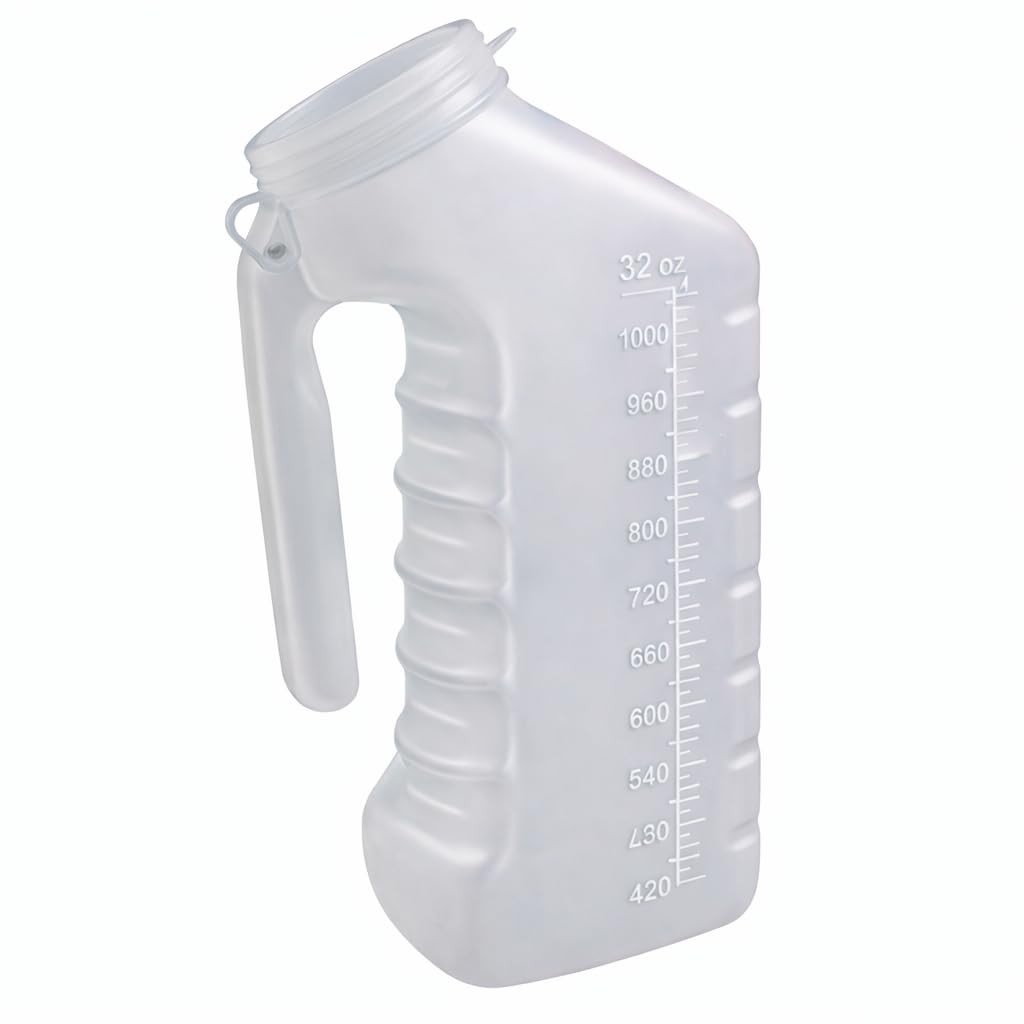 Vakly Male Urinal Bottle with Cover & Handle – Portable Handheld Translucent