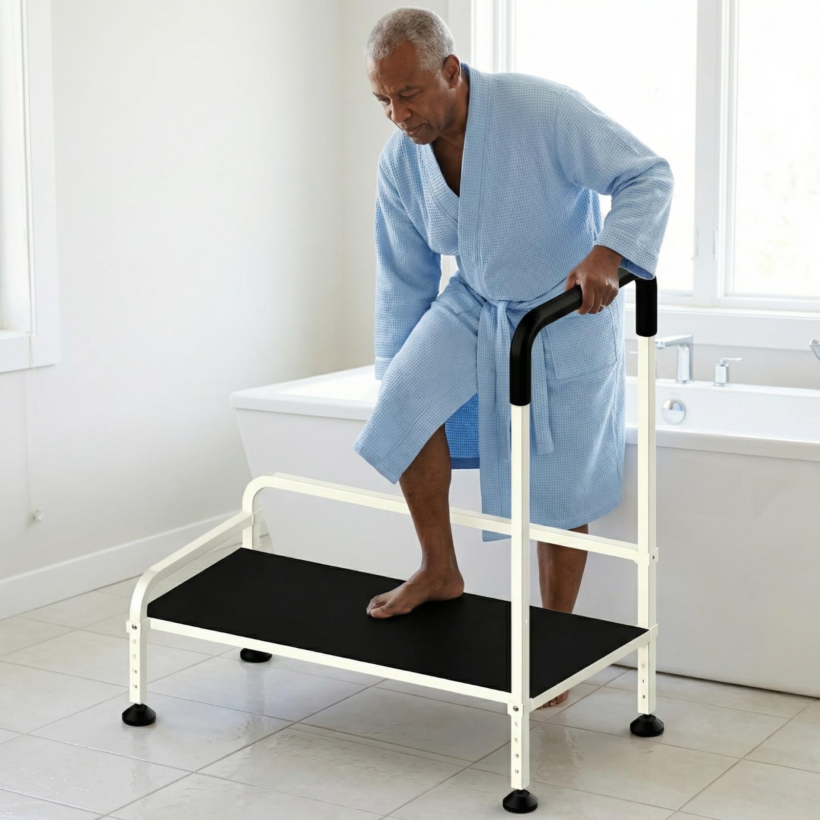 Seniors Assist Step Stool with Support Handrail, Non-Slip Platform, Height Ad…