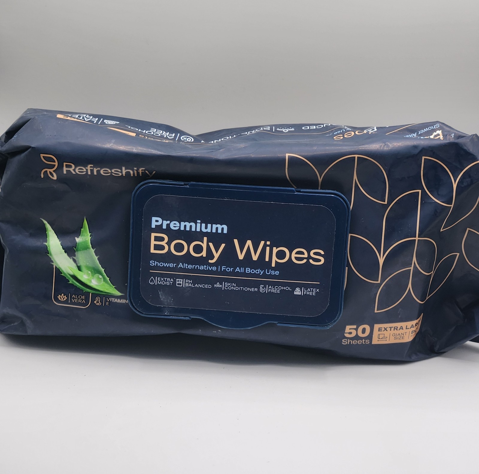 Premium Body Wipes 50 Count Extra Large Adult Cleansing Wipes Aloe Shower Altern