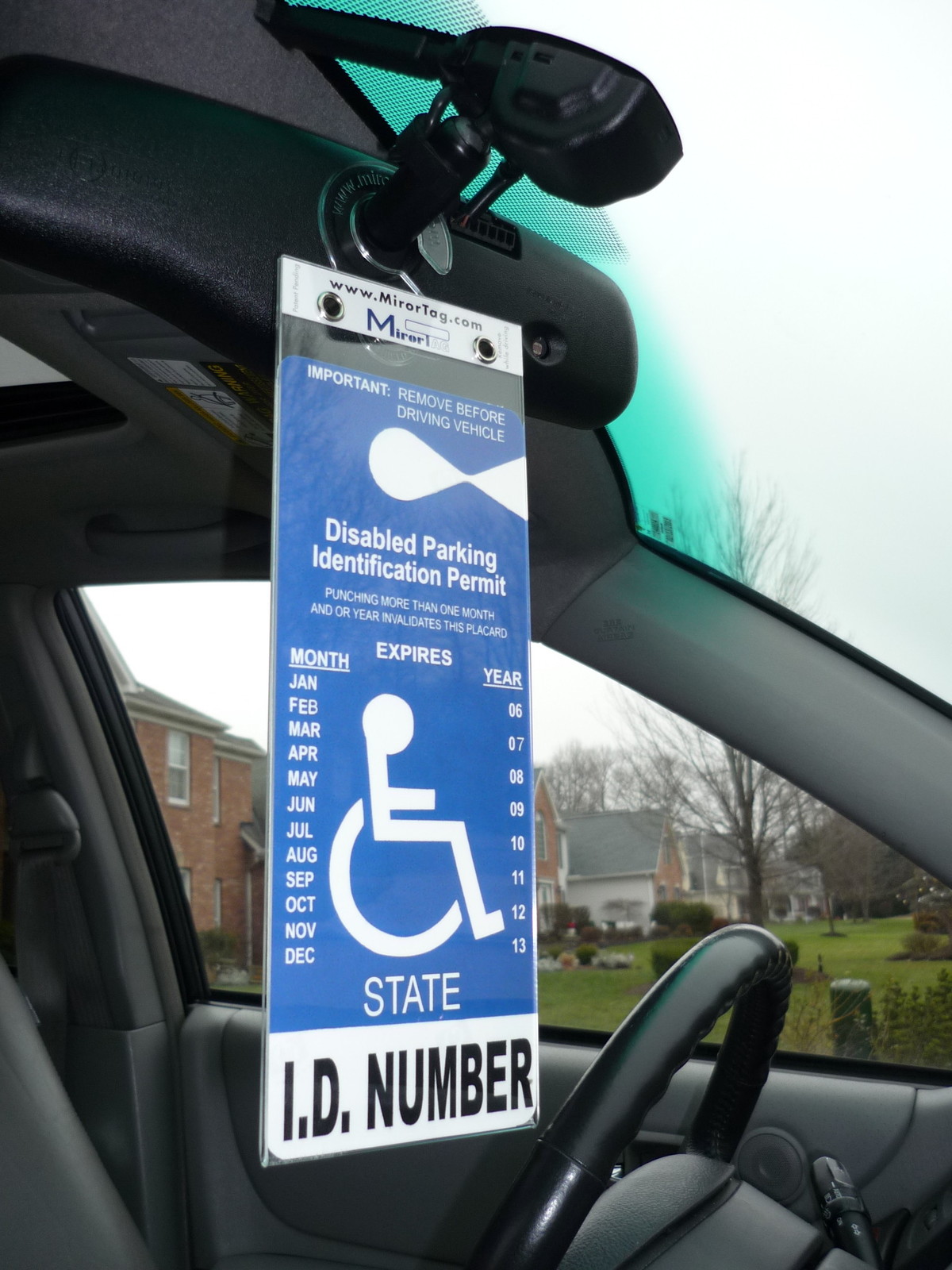 JL Safety Mirortag™ Plus- Hard Plastic Holder fits NC & NJ Handicap Tag size