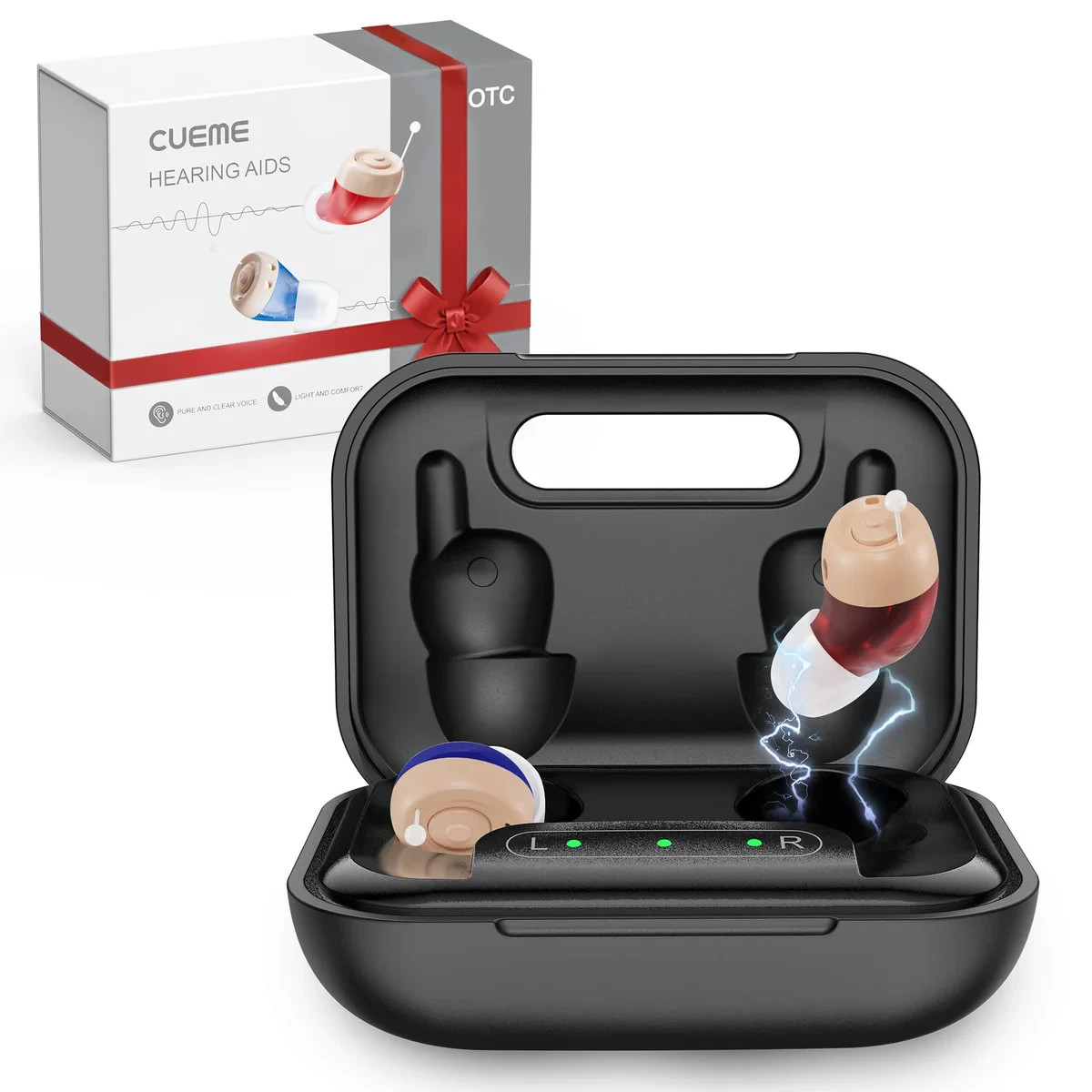 Cueme OTC Hearing Aids with Charger Case / JH-A490 / Black Case JHA490 CUEME
