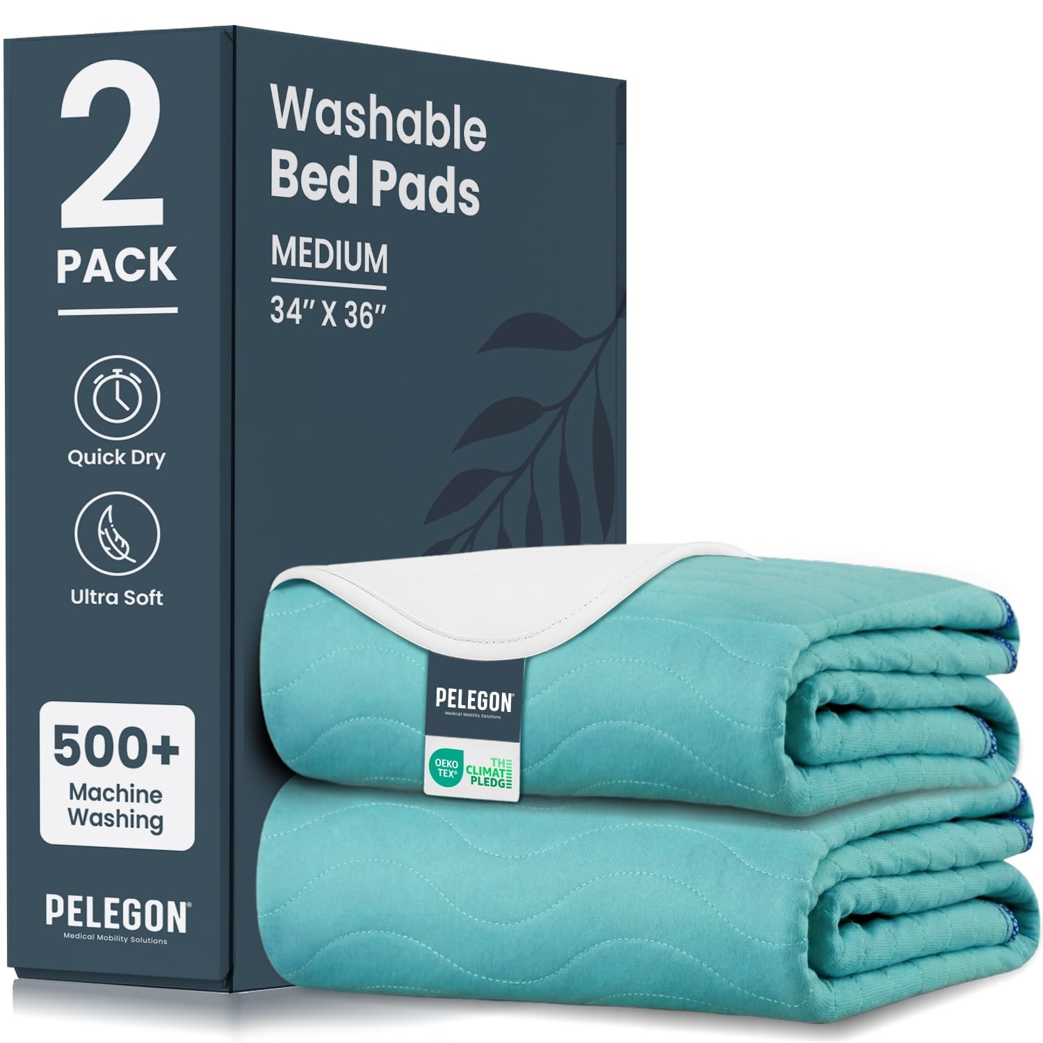 Bed Pads Washable Waterproof 34×36 Inch 2 PCS Incontinence Protective Pad