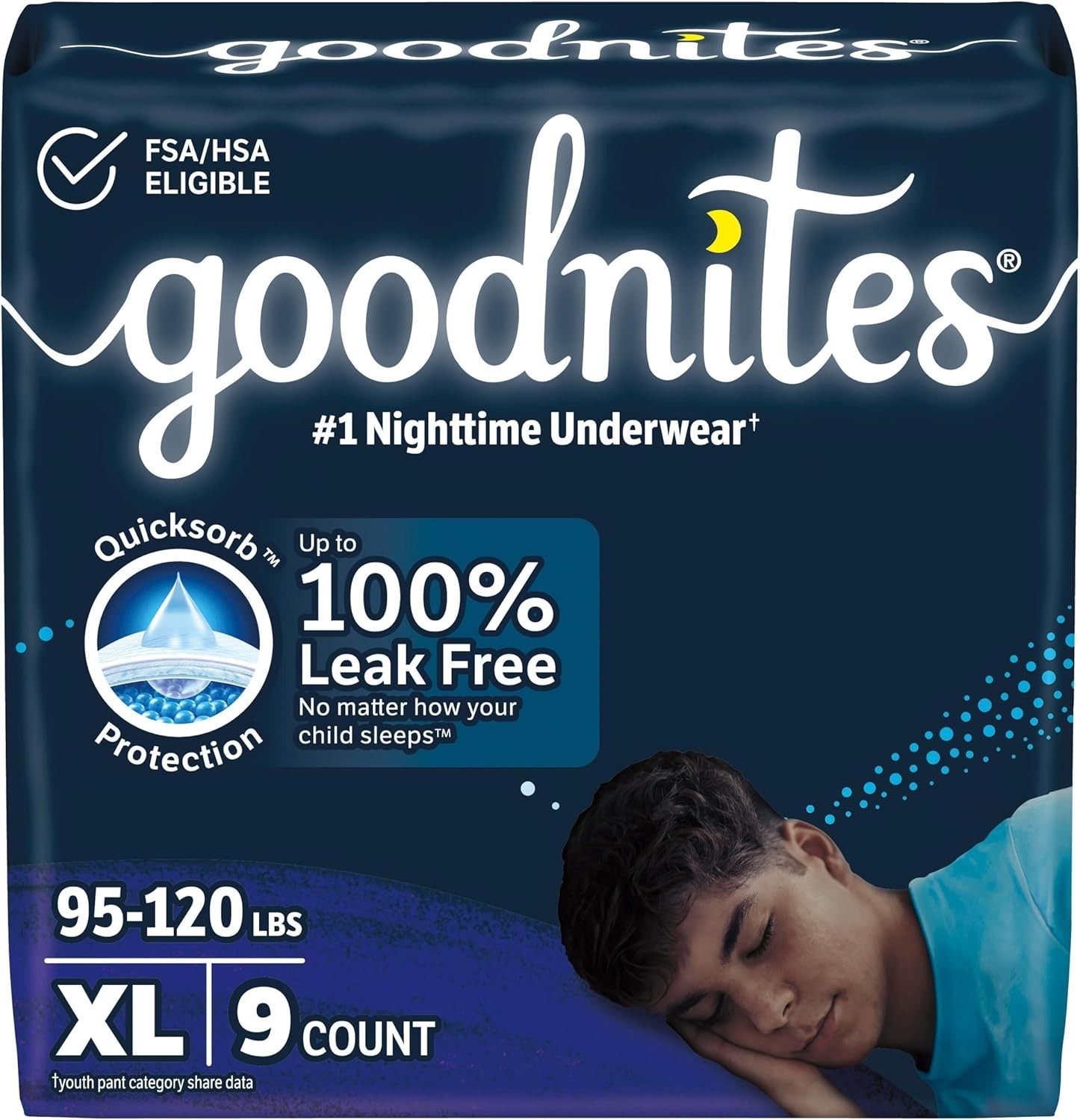 Boys’ Extra Large Nighttime Bedwetting Underwear – 9 Count, Leak-Free Comfort