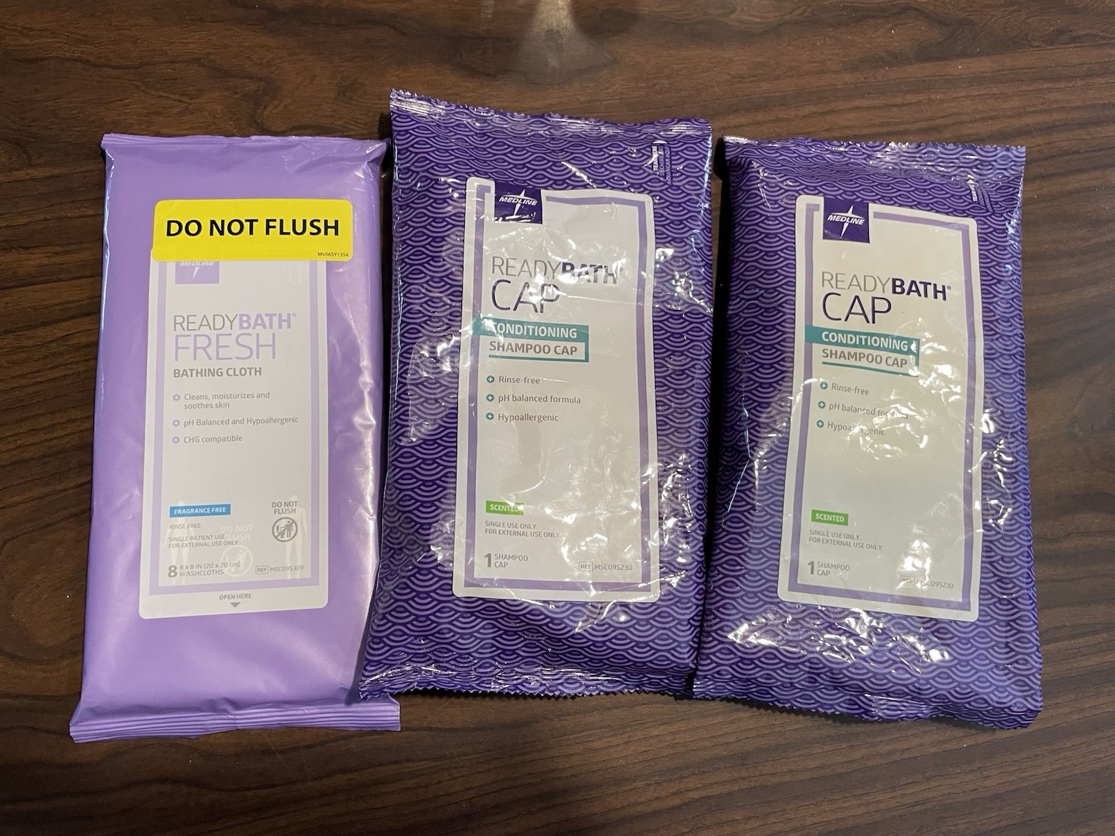 1 Pk Ready Bath Bath Cloth & 2 Ready Bath Shampoo Caps Camping Travel -ReadyBath