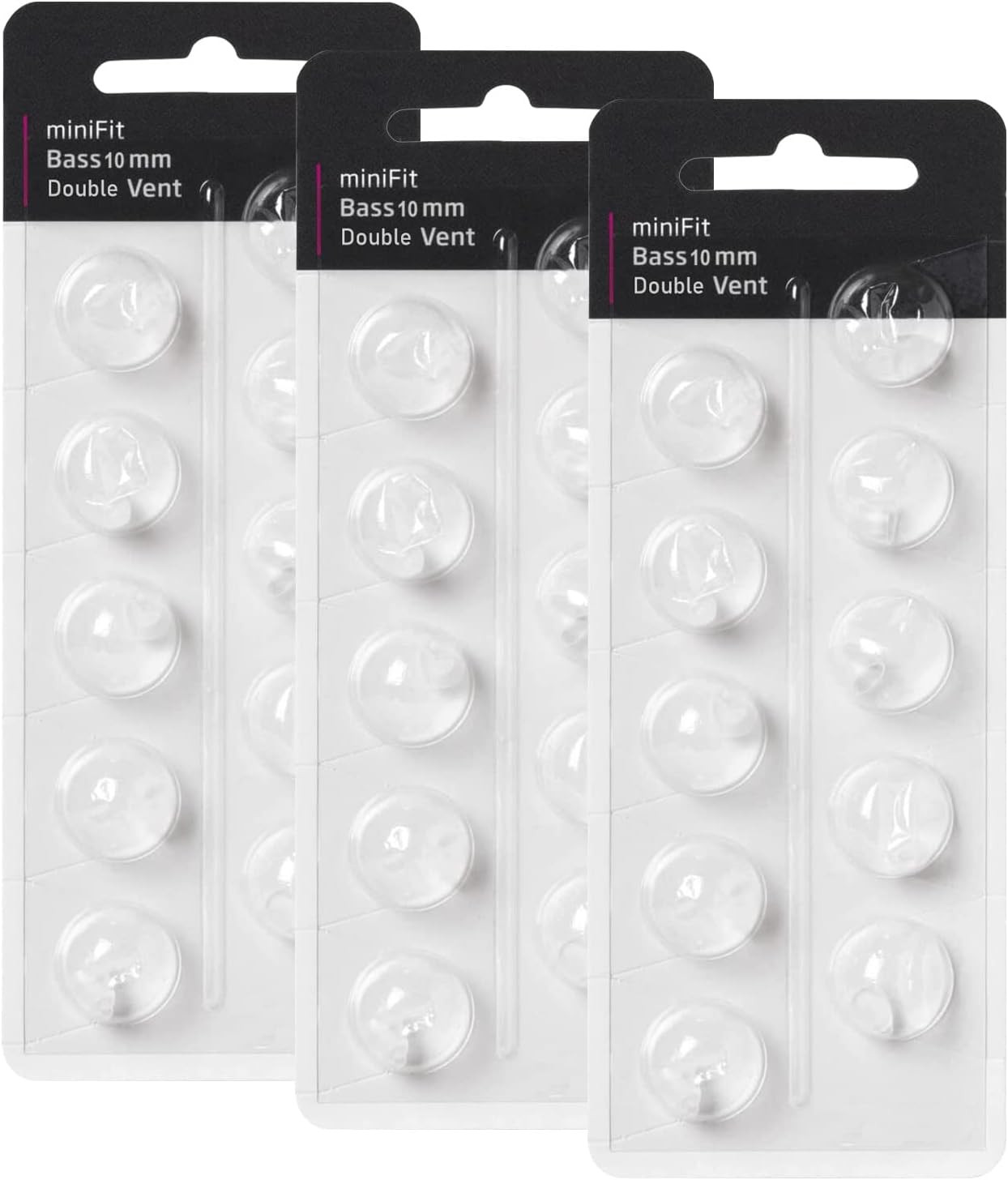 Hearing Aid Domes for Oticon Minifit Double Vent Bass Domes: 3 Packs (10Mm), Uni