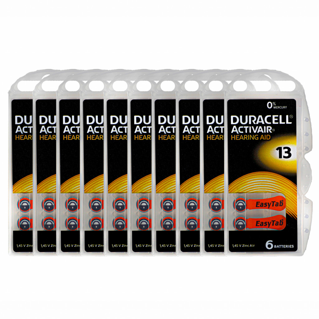 Duracell NOT CHILD RESISTANT EasyTab Hearing Aid Batteries, Size 13 (60 Total)