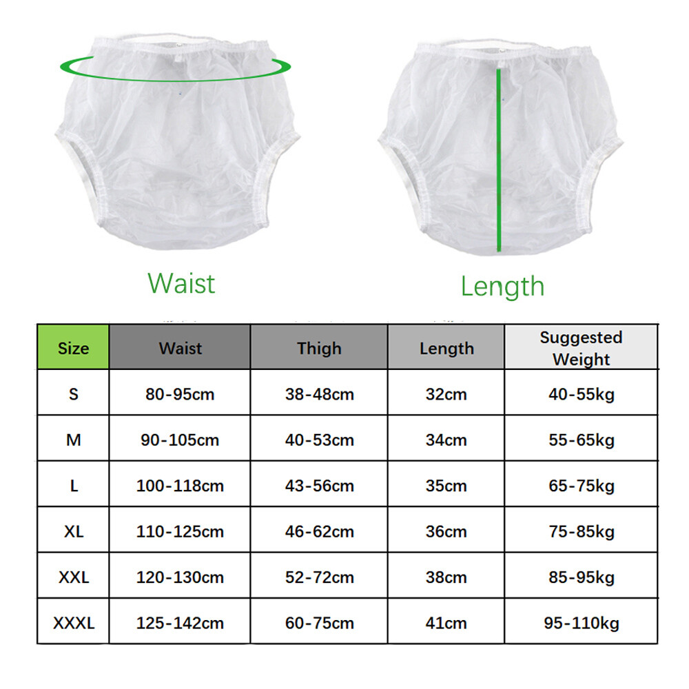 CLEAR Plastic Pants Adult DIAPER NAPPY Incontinence Underwear Diaper Cover