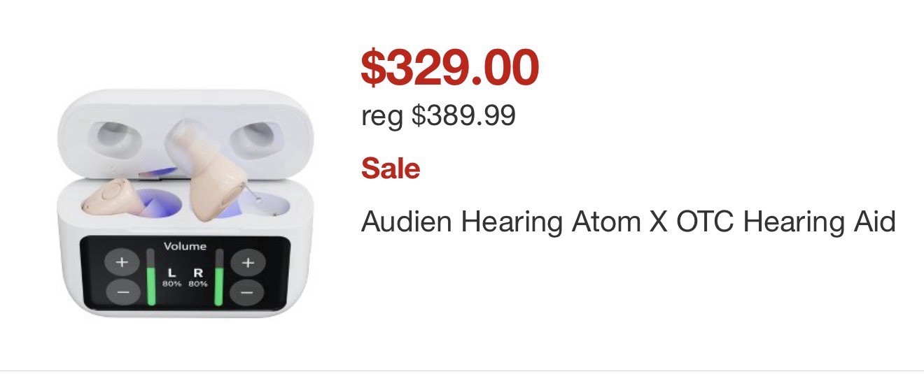 Audien Hearing ATOM X -Rechargeable OTC Hearing Aids -NEWEST MODEL-BRAND NEW!!