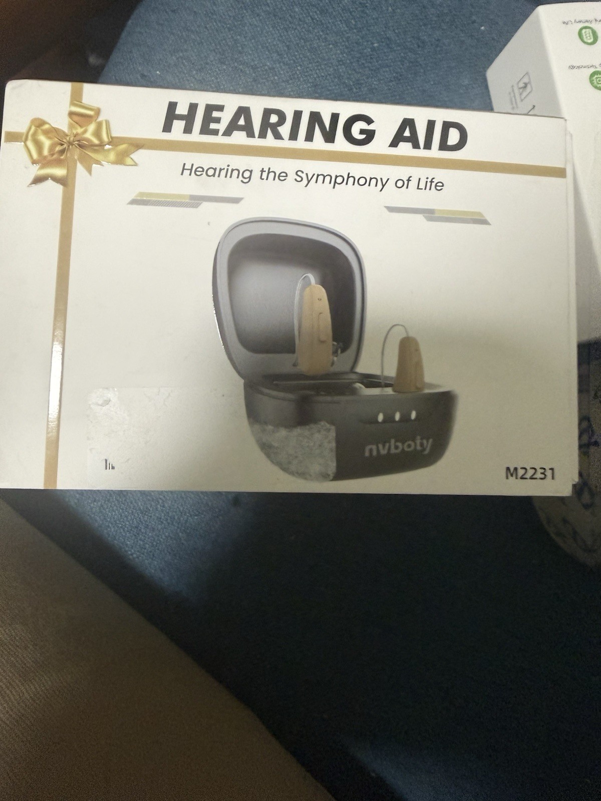 nvboty M2231 Rechargeable Hearing Aid BTE w/ Charging Base, Beige/Black
