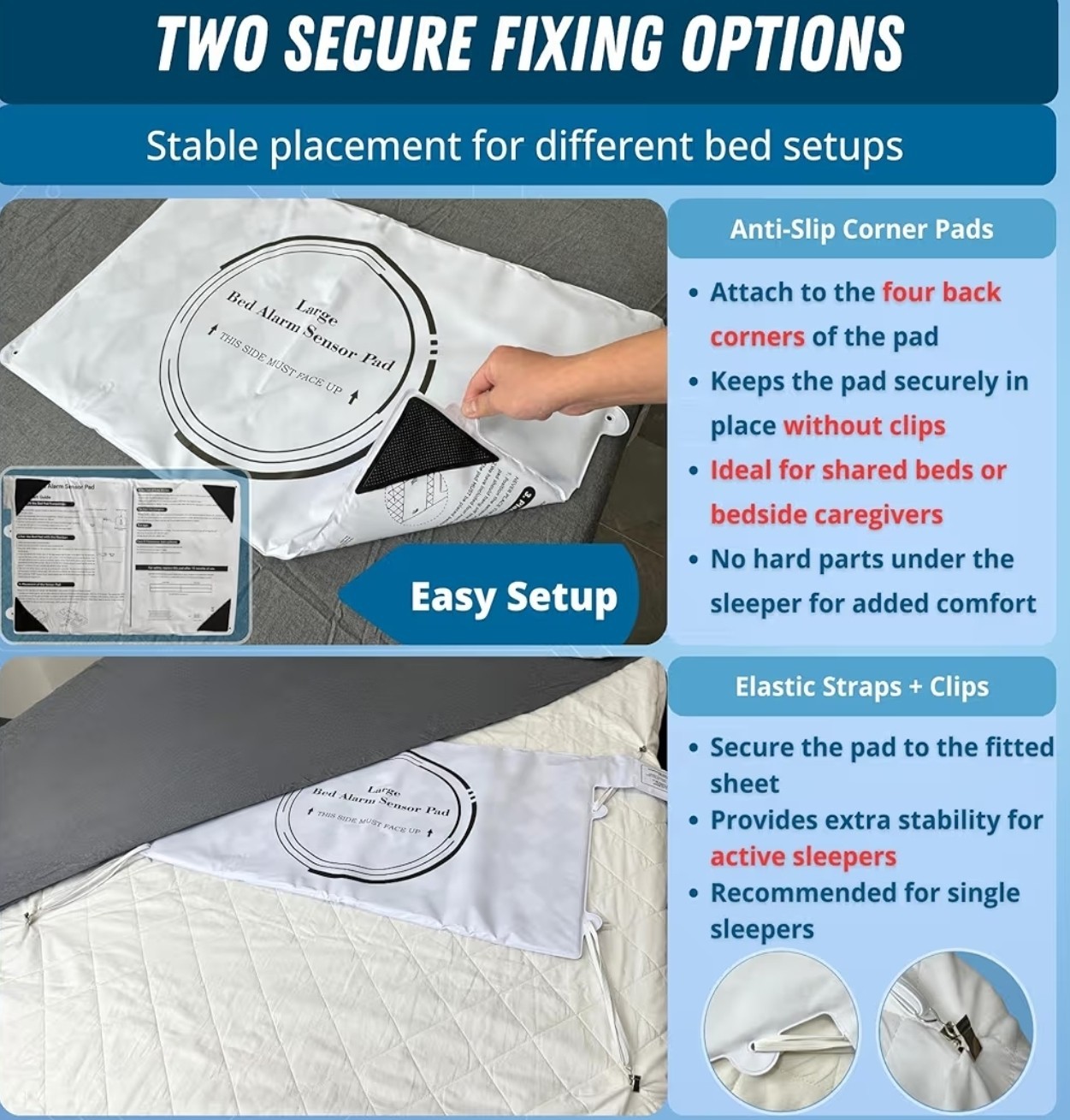 NEW Bed Alarm Pad & Pager Set Fall Prevention Dementia & Alzheimer’s Care 20×30