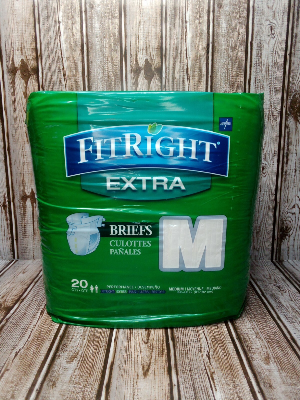 NEW Fit Right Extra Briefs Medium 20 Ct. Package Unisex Adult Diapers