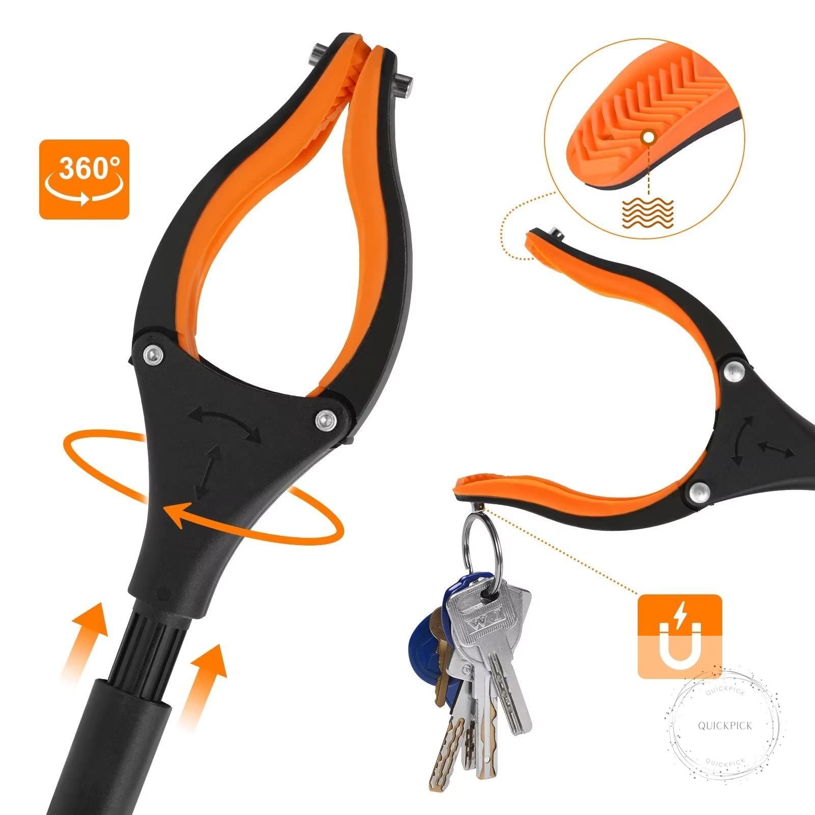 43″ Extra Long Grabber Tool, Foldable Grabbers for Elderly Grab It Reaching Tool