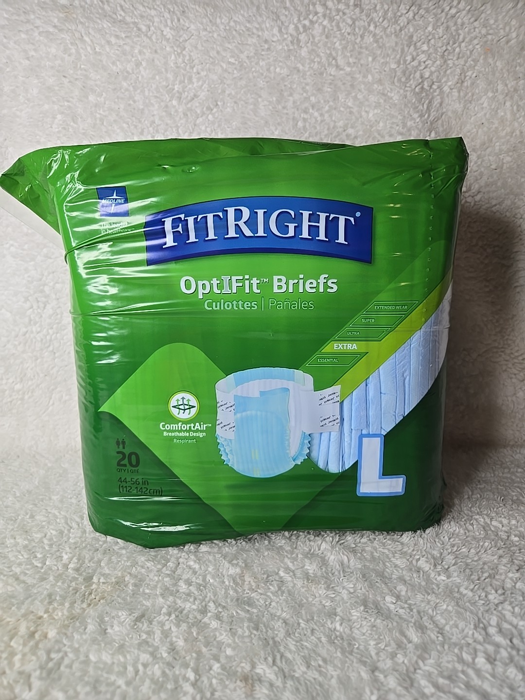 FitRight Optifit Briefs Extra, Adult Diapers, Size Large 44″-56″