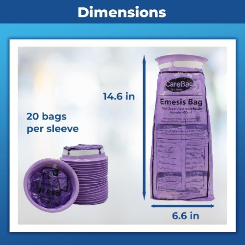 Disposable vomit care bag, super absorbent bag—absorbs 16 ounces—20 pieces