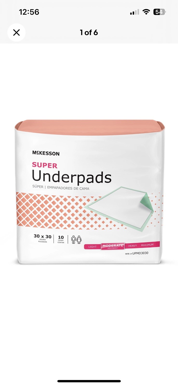 McKesson Super Moderate Absorbency Underpads – Pack of 10 (UPMD3030)