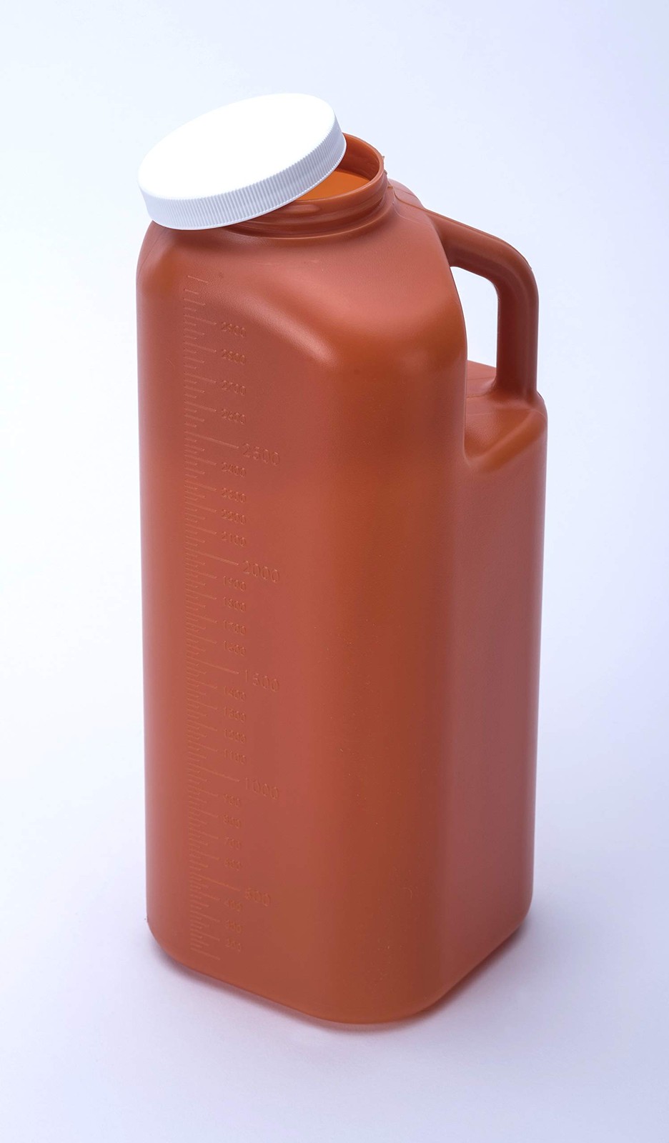 Large Male Urinal with Leak Proof Screw Cap Lid (3000 mL or 101 oz.) (Amber Colo