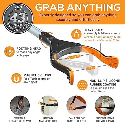 Pro 43″ Foldable Grabber Reacher Tool for Seniors – Grabbers 43″ (Pack of 1)